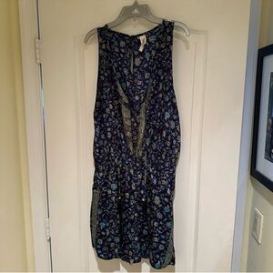 RAGA Navy Floral shorts Romper with Blue and Tan Blooms